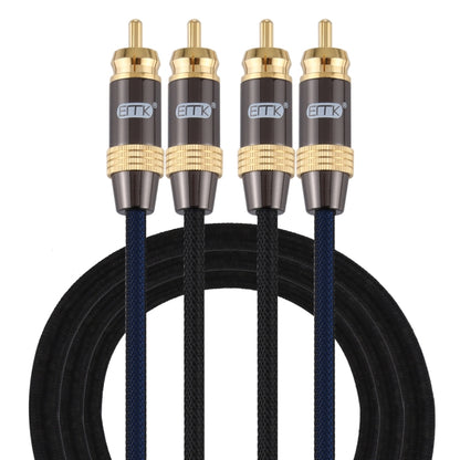 EMK 2 x RCA Male to 2 x RCA Male Gold Plated Connector Nylon Braid Coaxial Audio Cable for TV / Amplifier / Home Theater / DVD, 1m, 1.5m, 2m, 3m, 5m