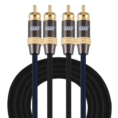 EMK 2 x RCA Male to 2 x RCA Male Gold Plated Connector Nylon Braid Coaxial Audio Cable for TV / Amplifier / Home Theater / DVD, 1m, 1.5m, 2m, 3m, 5m