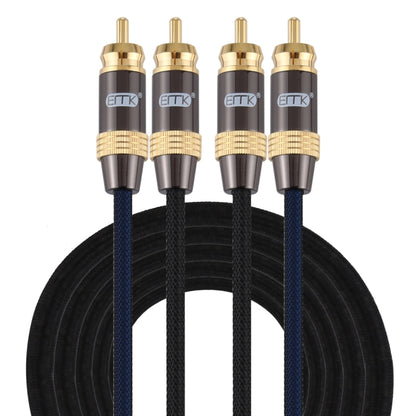 EMK 2 x RCA Male to 2 x RCA Male Gold Plated Connector Nylon Braid Coaxial Audio Cable for TV / Amplifier / Home Theater / DVD, 1m, 1.5m, 2m, 3m, 5m
