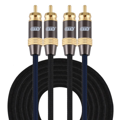EMK 2 x RCA Male to 2 x RCA Male Gold Plated Connector Nylon Braid Coaxial Audio Cable for TV / Amplifier / Home Theater / DVD, 1m, 1.5m, 2m, 3m, 5m