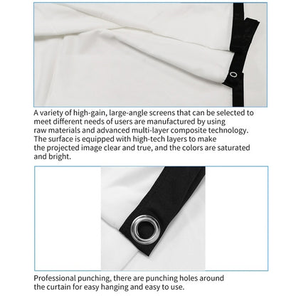 Simple Folding Thin Polyester Projector Film Curtain, 30 inch 16:9, 150 inch 4:3, 150 inch 16:9, 180 inch 16:9, 200 inch 16:9