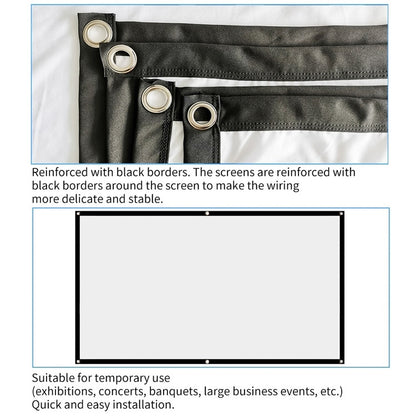 Simple Folding Thin Polyester Projector Film Curtain, 30 inch 16:9, 150 inch 4:3, 150 inch 16:9, 180 inch 16:9, 200 inch 16:9