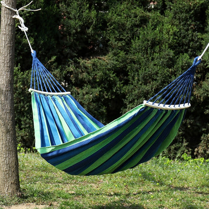 Outdoor Double Thickened Canvas Hammock Indoor Swing with Detachable Curved Rod, 190x100cm