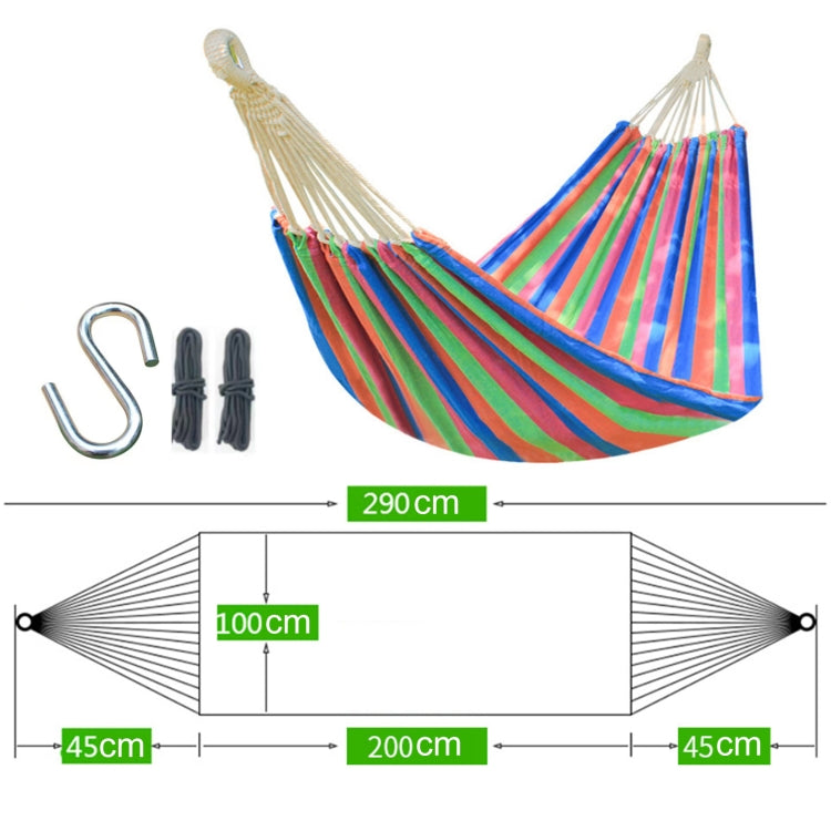 Outdoor Double Thickened Canvas Hammock Indoor Swing with Detachable Curved Rod, 190x100cm