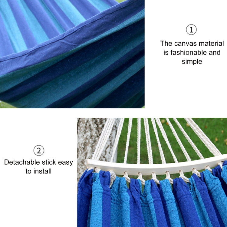 Outdoor Double Thickened Canvas Hammock Indoor Swing with Detachable Curved Rod, 190x100cm