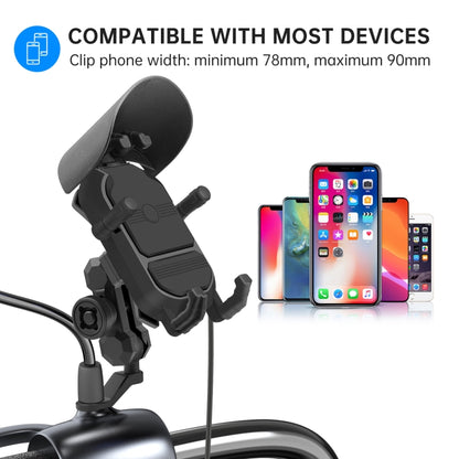 WUPP CS-1848B1 15W Motorcycle Wireless Fast Charging Phone Navigation Holder, Rearview Mirror Type