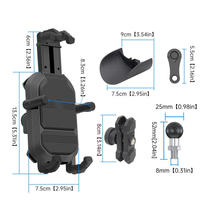 WUPP ZH-1848A1 Motorcycle Shock Absorption Riding Phone Navigation Holder, M8 Ball Joint, M10 Ball Joint
