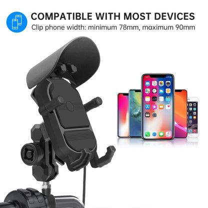 WUPP ZH-1848B1 15W Motorcycle Wireless Fast Charging Phone Navigation Holder, M8 Ball Joint, M10 Ball Joint