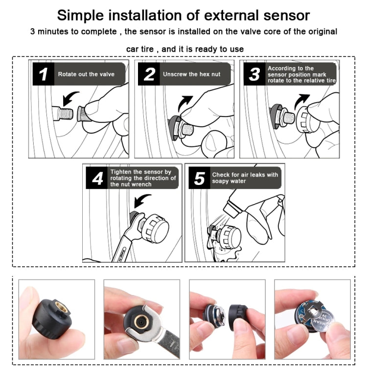 Tire Pressure Temperature Monitoring Sensor, Front Wheel, Rear Wheel, Front Rear Wheel