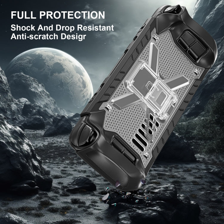 Shockproof Game Console Case with Holder & Shoulder Strap, Case + Shoulder Strap(Black+Transparent)