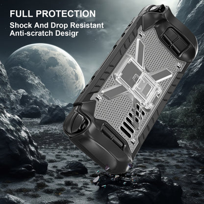 Shockproof Game Console Case with Holder & Shoulder Strap, Case + Shoulder Strap(Black+Transparent)