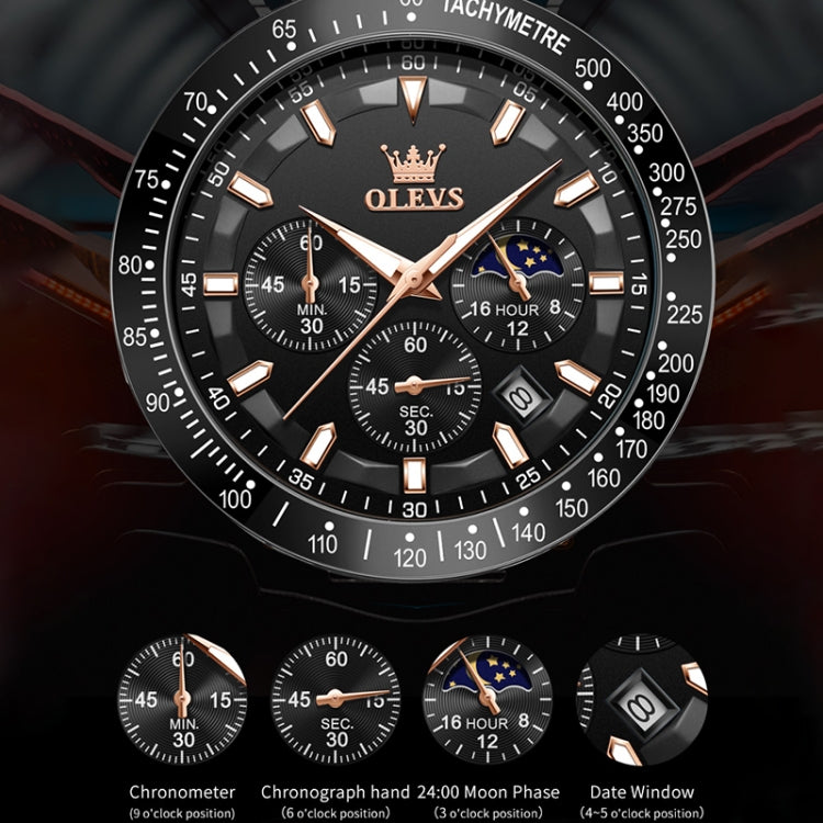 OLEVS 9957 Men Luminous Waterproof Leather Strap Quartz Watch