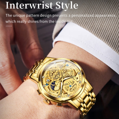 OLEVS 9947 Men Multifunctional Hollow Waterproof Quartz Watch