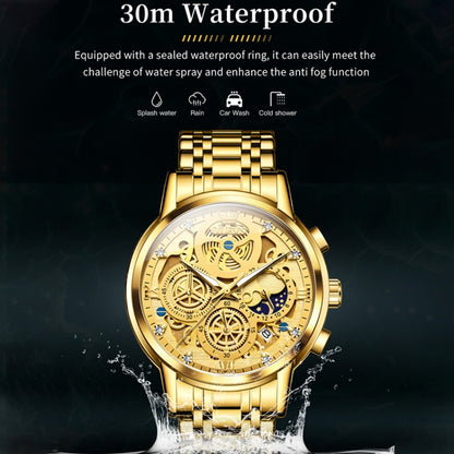 OLEVS 9947 Men Multifunctional Hollow Waterproof Quartz Watch
