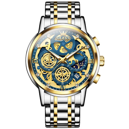 OLEVS 9947 Men Multifunctional Hollow Waterproof Quartz Watch
