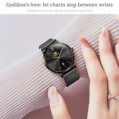 OLEVS 5869 Ladies Business Waterproof Steel Strap Quartz Watch