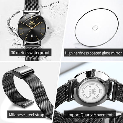 OLEVS 5869 Ladies Business Waterproof Steel Strap Quartz Watch