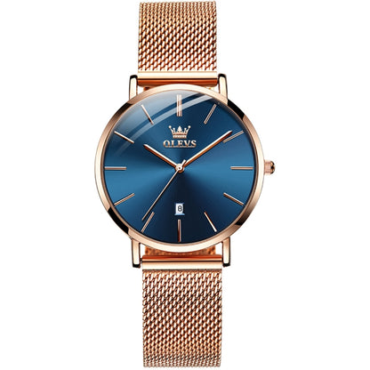 OLEVS 5869 Ladies Business Waterproof Steel Strap Quartz Watch