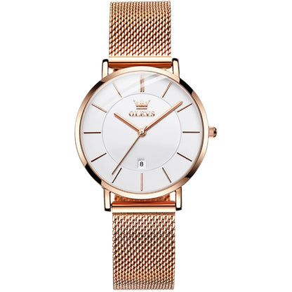 OLEVS 5869 Ladies Business Waterproof Steel Strap Quartz Watch