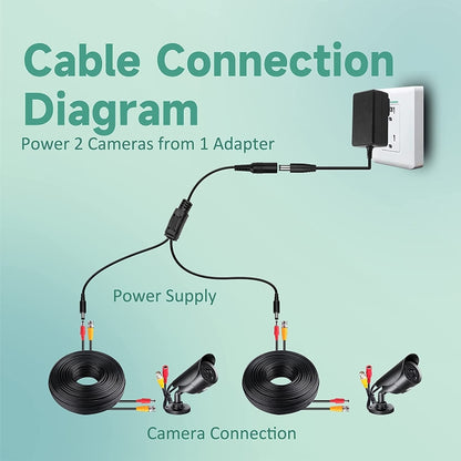 5.5 x 2.1mm Female to Male Plug DC Power Splitter Adapter Power Cable, 30cm, 70cm
