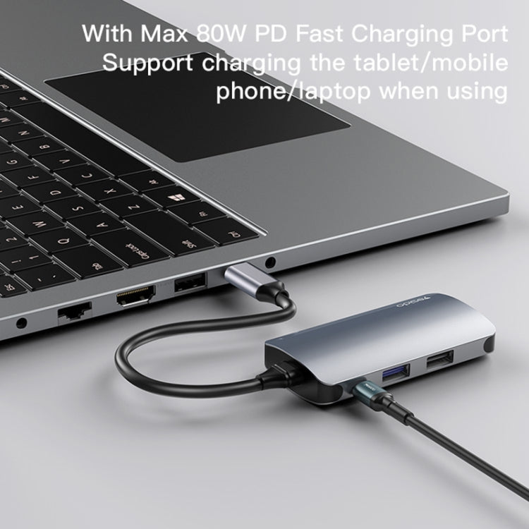 Yesido HB15 6 in 1 USB-C / Type-C Ports Multifunctional Docking Station HUB Adapter, HB15