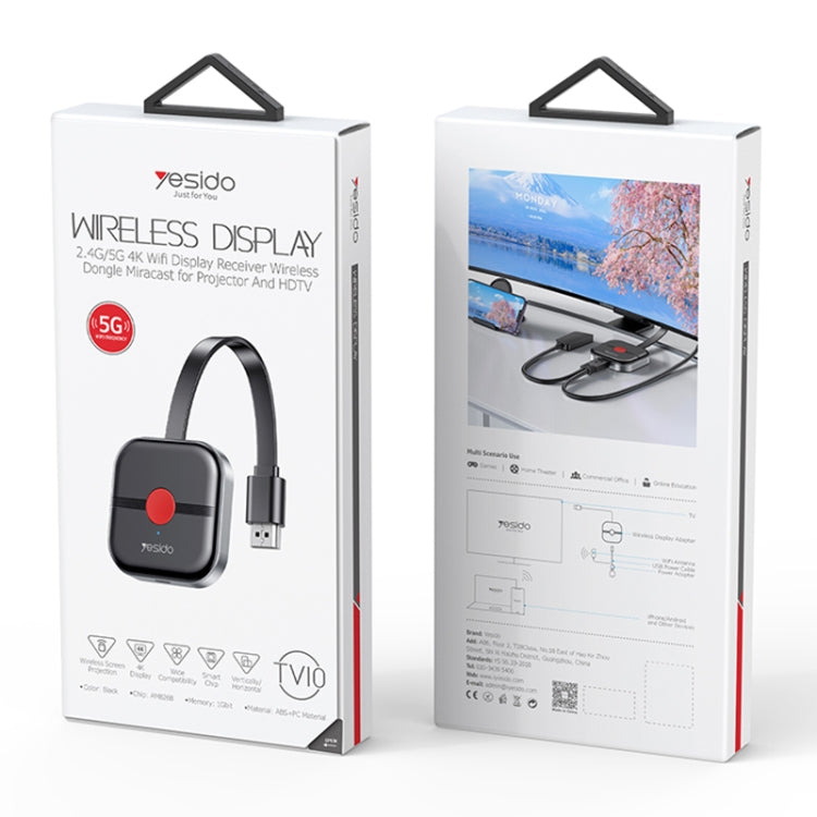 Yesido TV10 HD Wireless Screen Display Receiver, 5G+4K, 2.4G+4K
