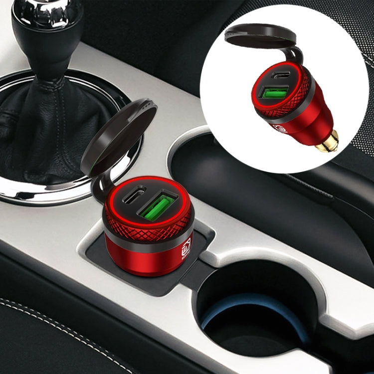 Motorcycle European-style Small-caliber Aluminum Alloy QC 3.0 + PD Fast Charge USB Charger, Black, Red, Gold, Blue