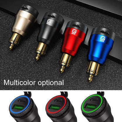 Motorcycle European-style Small-caliber Aluminum Alloy QC 3.0 + PD Fast Charge USB Charger, Black, Red, Gold, Blue