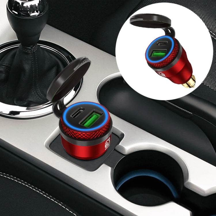 Motorcycle European-style Small-caliber Aluminum Alloy QC 3.0 + PD Fast Charge USB Charger, Black, Red, Gold, Blue