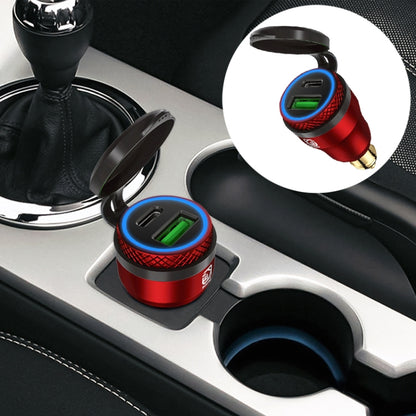 Motorcycle European-style Small-caliber Aluminum Alloy QC 3.0 + PD Fast Charge USB Charger, Black, Red, Gold, Blue
