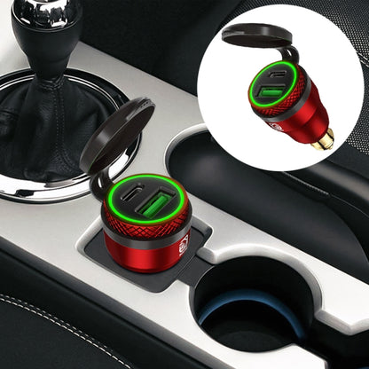 Motorcycle European-style Small-caliber Aluminum Alloy QC 3.0 + PD Fast Charge USB Charger, Black, Red, Gold, Blue