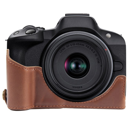 1/4 inch Thread PU Leather Camera Half Case Base, For Canon EOS R50