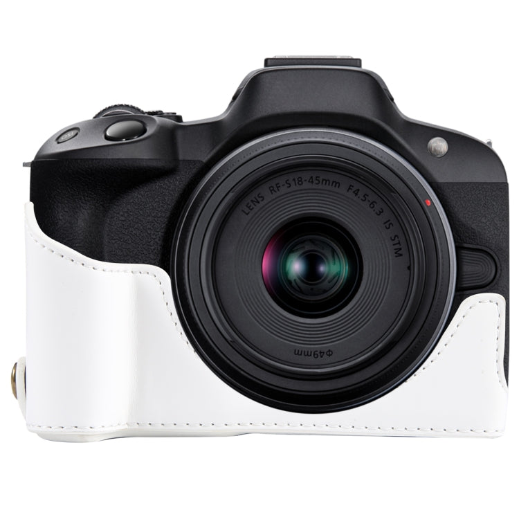 1/4 inch Thread PU Leather Camera Half Case Base, For Canon EOS R50