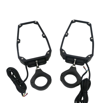 For 1.75 - 2 inch UTV-26 UTV / ATV Three Color Rear Frame Reflective Mirror with LED Lights, UTV-26