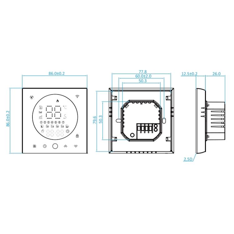 BHT-008GAL 95-240V AC 5A Smart Home Water Heating LED Thermostat Without WiFi, Without WiFi