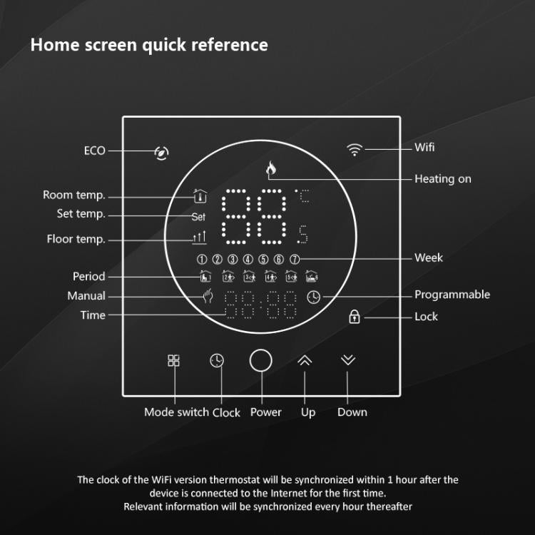 BHT-008GCL 95-240V AC 5A Smart Home Boiler Heating LED Thermostat Without WiFi, Without WiFi