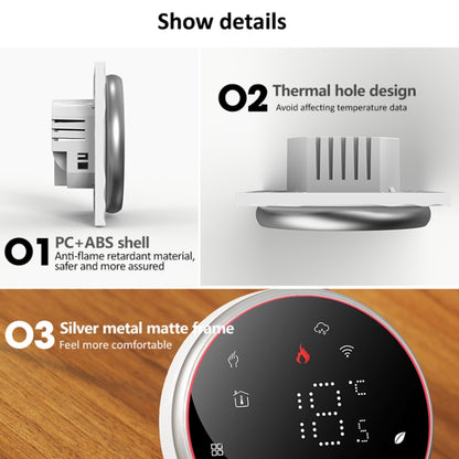 BHT-6001GALW 95-240V AC 5A Smart Round Thermostat Water Heating LED Thermostat, With WiFi, Without WiFi