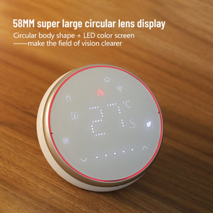 BHT-6001GALW 95-240V AC 5A Smart Round Thermostat Water Heating LED Thermostat, With WiFi, Without WiFi