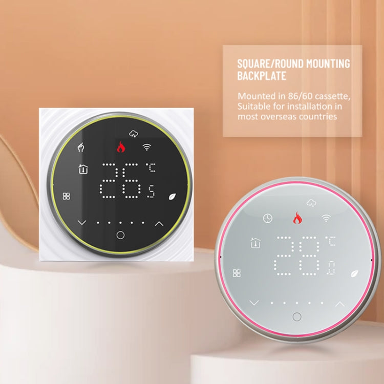 BHT-6001GBLW 95-240V AC 16A Smart Round Thermostat Electric Heating LED Thermostat, With WiFi, Without WiFi