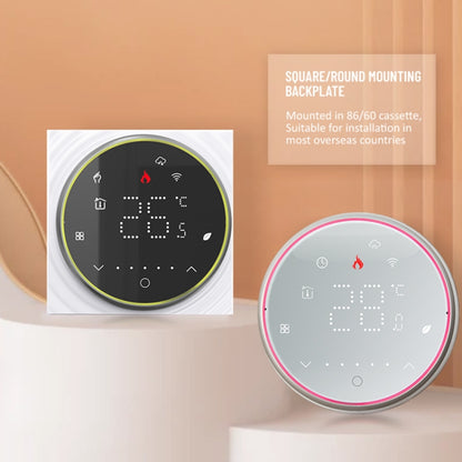BHT-6001GBLW 95-240V AC 16A Smart Round Thermostat Electric Heating LED Thermostat, With WiFi, Without WiFi