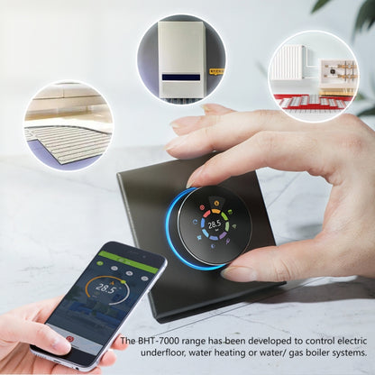 95-240V AC 3A Smart Knob Boiler Heating Thermostat with Internal Sensor & WiFi Connection, BHT-7000-GCLW