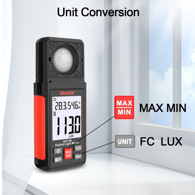 GVDA GD158 200000Lux Digital Light Meter Tester Brightness Photometer