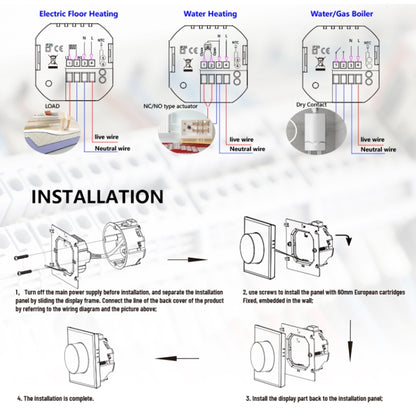 BHT-7000-GBLZB 95-240V AC 16A Smart Knob Thermostat Electric Heating Controller with Zigbee & WiFi, BHT-7000-GBLZB