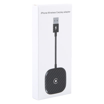 USB + USB-C / Type-C Wired to Wireless Carplay Adapter for iPhone, Black Square