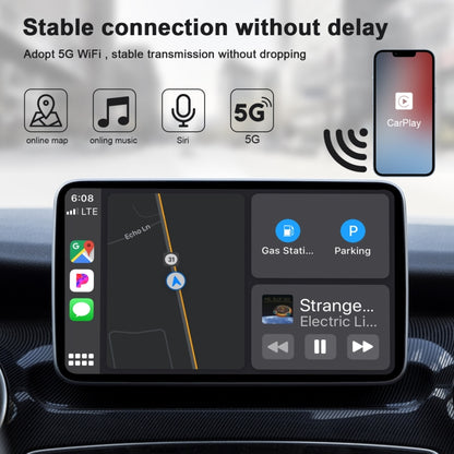 USB + USB-C / Type-C Wired to Wireless Carplay Adapter for iPhone, Black Square