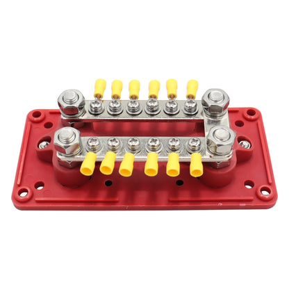 1 Pair 150A 12-48V RV Yacht Modified Double Row 12-way M6 Terminal Busbar with 24pcs Terminals, CP-3160