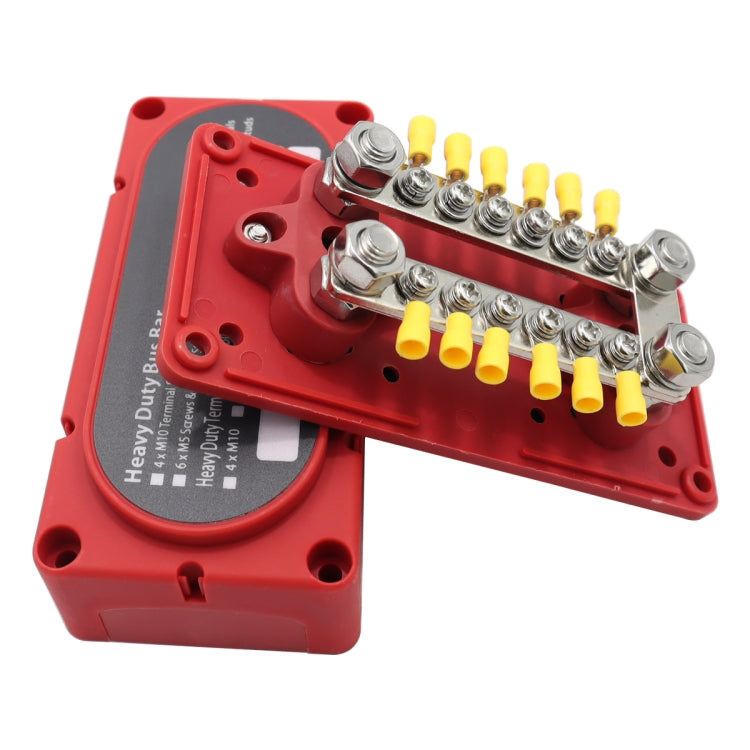 1 Pair 150A 12-48V RV Yacht Modified Double Row 12-way M6 Terminal Busbar with 24pcs Terminals, CP-3160