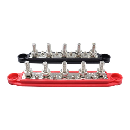 1 Pair RV Yacht M8 Single Row 5-way Power Distribution Block Busbar with Cover, CP-4123