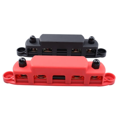 1 Pair RV Yacht M8 Single Row 4-way Power Distribution Block Busbar with Cover with 300A Fuse, CP-4125