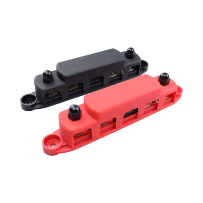 1 Pair RV Yacht M8 Single Row 4-way Power Distribution Block Busbar with Cover with 300A Fuse, CP-4125